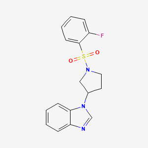 molecular formula C17H16FN3O2S B2487893 1-(1-((2-fluorophenyl)sulfonyl)pyrrolidin-3-yl)-1H-benzo[d]imidazole CAS No. 2097873-34-0