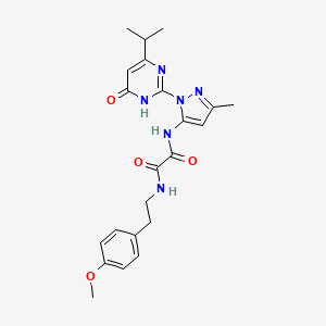 molecular formula C22H26N6O4 B2487894 N1-(1-(4-isopropyl-6-oxo-1,6-dihydropyrimidin-2-yl)-3-methyl-1H-pyrazol-5-yl)-N2-(4-methoxyphenethyl)oxalamide CAS No. 1013985-28-8