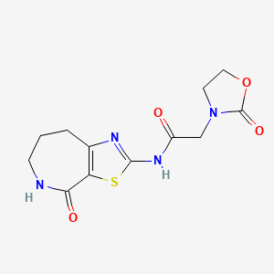 molecular formula C12H14N4O4S B2487904 N-(4-oxo-5,6,7,8-tetrahydro-4H-thiazolo[5,4-c]azepin-2-yl)-2-(2-oxooxazolidin-3-yl)acetamide CAS No. 1797890-90-4