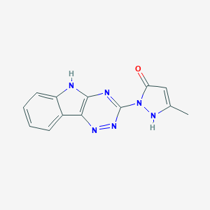 molecular formula C13H10N6O B248791 3-methyl-1-(5H-[1,2,4]triazino[5,6-b]indol-3-yl)-1H-pyrazol-5-ol 