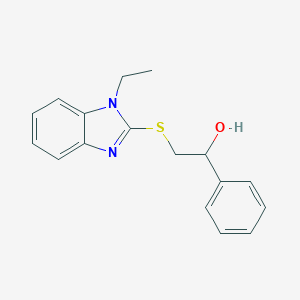 molecular formula C17H18N2OS B248794 2-[(1-ethyl-1H-benzimidazol-2-yl)sulfanyl]-1-phenylethanol 