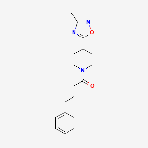 molecular formula C18H23N3O2 B2487941 1-(4-(3-Methyl-1,2,4-oxadiazol-5-yl)piperidin-1-yl)-4-phenylbutan-1-one CAS No. 1206079-91-5