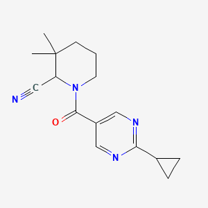 1-(2-Cyclopropylpyrimidine-5-carbonyl)-3,3-dimethylpiperidine-2-carbonitrile