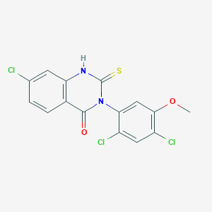 molecular formula C15H9Cl3N2O2S B2487945 7-chloro-3-(2,4-dichloro-5-methoxyphenyl)-2-sulfanyl-4(3H)-quinazolinone CAS No. 339014-85-6