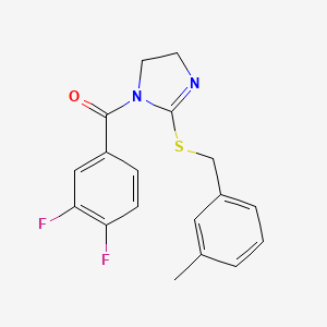 molecular formula C18H16F2N2OS B2487951 (3,4-difluorophenyl)(2-((3-methylbenzyl)thio)-4,5-dihydro-1H-imidazol-1-yl)methanone CAS No. 851803-47-9