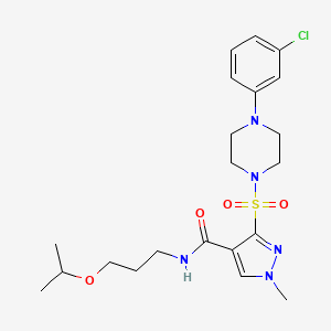 molecular formula C21H30ClN5O4S B2487958 5-[1-cyclopentyl-4-(4-fluorophenyl)-1H-imidazol-5-yl]-N-[1-(4-methylphenyl)ethyl]-2-furamide CAS No. 1189644-17-4