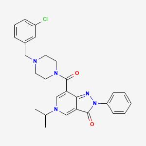 molecular formula C27H28ClN5O2 B2487962 7-(4-(3-chlorobenzyl)piperazine-1-carbonyl)-5-isopropyl-2-phenyl-2H-pyrazolo[4,3-c]pyridin-3(5H)-one CAS No. 1105232-11-8