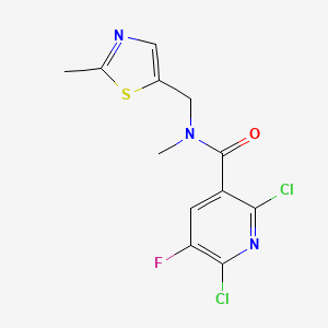 molecular formula C12H10Cl2FN3OS B2487963 2,6-dichloro-5-fluoro-N-methyl-N-[(2-methyl-1,3-thiazol-5-yl)methyl]pyridine-3-carboxamide CAS No. 1356636-64-0