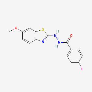 molecular formula C15H12FN3O2S B2487965 4-氟-N'-(6-甲氧基-1,3-苯并噻唑-2-基)苯甲酰肼 CAS No. 851979-68-5