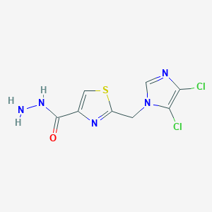 molecular formula C8H7Cl2N5OS B2487972 2-[(4,5-Dichloroimidazol-1-yl)methyl]-1,3-thiazole-4-carbohydrazide CAS No. 680211-56-7
