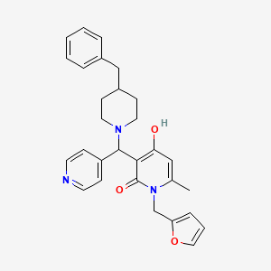 3-((4-benzylpiperidin-1-yl)(pyridin-4-yl)methyl)-1-(furan-2-ylmethyl)-4-hydroxy-6-methylpyridin-2(1H)-one