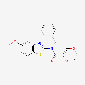 molecular formula C20H18N2O4S B2487982 N-benzyl-N-(5-methoxybenzo[d]thiazol-2-yl)-5,6-dihydro-1,4-dioxine-2-carboxamide CAS No. 899963-74-7