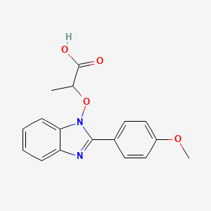 molecular formula C17H16N2O4 B2487985 2-{[2-(4-methoxyphenyl)-1H-1,3-benzimidazol-1-yl]oxy}propanoic acid CAS No. 329234-79-9