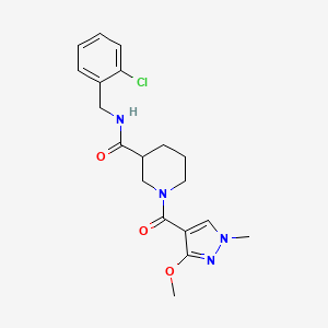 molecular formula C19H23ClN4O3 B2487998 N-(2-chlorobenzyl)-1-(3-methoxy-1-methyl-1H-pyrazole-4-carbonyl)piperidine-3-carboxamide CAS No. 1226432-38-7