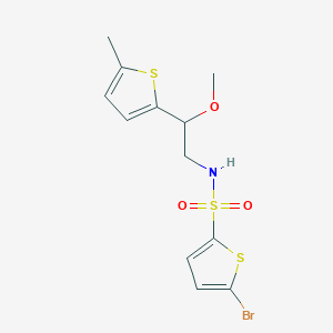 molecular formula C12H14BrNO3S3 B2488000 5-bromo-N-(2-methoxy-2-(5-methylthiophen-2-yl)ethyl)thiophene-2-sulfonamide CAS No. 1796949-45-5