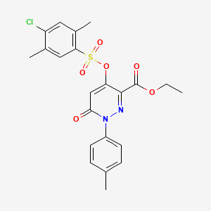 molecular formula C22H21ClN2O6S B2488002 Ethyl 4-(((4-chloro-2,5-dimethylphenyl)sulfonyl)oxy)-6-oxo-1-(p-tolyl)-1,6-dihydropyridazine-3-carboxylate CAS No. 886951-39-9