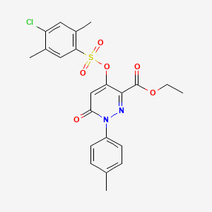 molecular formula C22H21ClN2O6S B2488002 乙酸4-(((4-氯-2,5-二甲基苯基)磺酰)氧)-6-氧代-1-(对甲苯)-1,6-二氢嘧啶-3-羧酸酯 CAS No. 886951-39-9