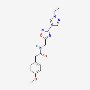 N-((3-(1-ethyl-1H-pyrazol-4-yl)-1,2,4-oxadiazol-5-yl)methyl)-2-(4-methoxyphenyl)acetamide