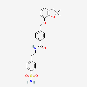 molecular formula C26H28N2O5S B2488005 4-(((2,2-dimethyl-2,3-dihydrobenzofuran-7-yl)oxy)methyl)-N-(4-sulfamoylphenethyl)benzamide CAS No. 941944-12-3