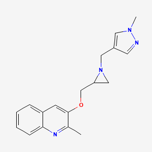 molecular formula C18H20N4O B2488015 2-Methyl-3-[[1-[(1-methylpyrazol-4-yl)methyl]aziridin-2-yl]methoxy]quinoline CAS No. 2411292-55-0