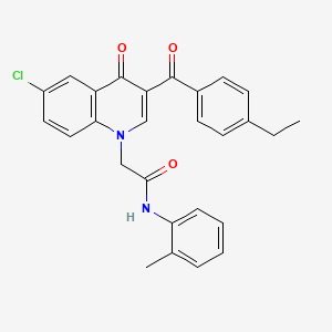 molecular formula C27H23ClN2O3 B2488018 2-(6-chloro-3-(4-ethylbenzoyl)-4-oxoquinolin-1(4H)-yl)-N-(o-tolyl)acetamide CAS No. 895646-12-5