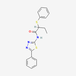 molecular formula C18H17N3OS2 B2488026 N-(5-苯基-1,3,4-噻二唑-2-基)-2-(苯硫基)丁酰胺 CAS No. 394236-77-2
