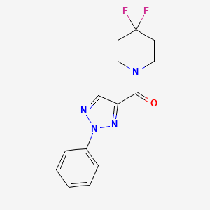 molecular formula C14H14F2N4O B2488028 (4,4-Difluoropiperidin-1-yl)-(2-phenyltriazol-4-yl)methanone CAS No. 2327348-12-7