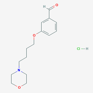 molecular formula C15H22ClNO3 B2488030 3-[4-(4-Morpholinyl)butoxy]benzaldehyde hydrochloride CAS No. 1049742-64-4