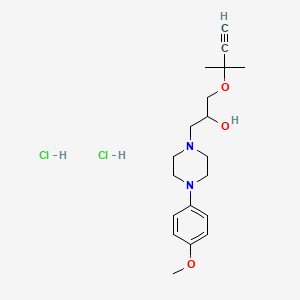 molecular formula C19H30Cl2N2O3 B2488037 1-(4-(4-甲氧基苯基)哌嗪-1-基)-3-((2-甲基丁-3-炔-2-基氧基)丙醇)二盐酸盐 CAS No. 50743-91-4