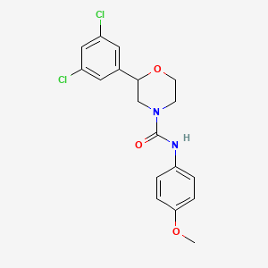 molecular formula C18H18Cl2N2O3 B2488048 2-(3,5-dichlorophenyl)-N-(4-methoxyphenyl)morpholine-4-carboxamide CAS No. 1421484-79-8