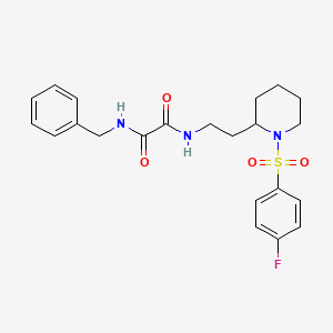 molecular formula C22H26FN3O4S B2488050 N1-benzyl-N2-(2-(1-((4-fluorophenyl)sulfonyl)piperidin-2-yl)ethyl)oxalamide CAS No. 898415-08-2