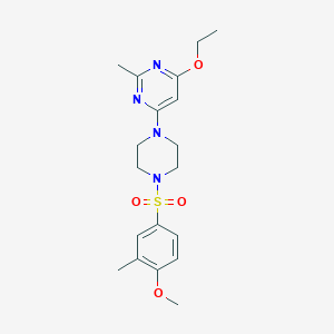 molecular formula C19H26N4O4S B2488058 4-Ethoxy-6-(4-((4-methoxy-3-methylphenyl)sulfonyl)piperazin-1-yl)-2-methylpyrimidine CAS No. 946232-84-4