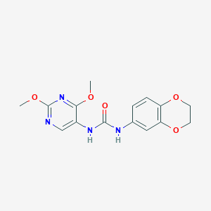 molecular formula C15H16N4O5 B2488062 1-(2,3-Dihydrobenzo[b][1,4]dioxin-6-yl)-3-(2,4-dimethoxypyrimidin-5-yl)urea CAS No. 1448037-97-5