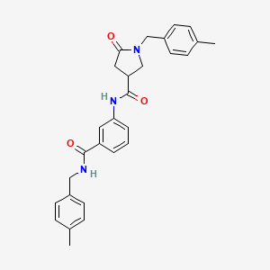 molecular formula C28H29N3O3 B2488063 1-[(4-methylphenyl)methyl]-N-(3-{[(4-methylphenyl)methyl]carbamoyl}phenyl)-5-oxopyrrolidine-3-carboxamide CAS No. 2380193-79-1