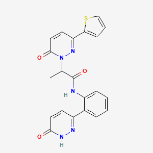 molecular formula C21H17N5O3S B2488076 N-(2-(6-oxo-1,6-dihydropyridazin-3-yl)phenyl)-2-(6-oxo-3-(thiophen-2-yl)pyridazin-1(6H)-yl)propanamide CAS No. 1428365-35-8