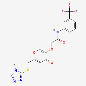 2-((6-(((4-methyl-4H-1,2,4-triazol-3-yl)thio)methyl)-4-oxo-4H-pyran-3-yl)oxy)-N-(3-(trifluoromethyl)phenyl)acetamide