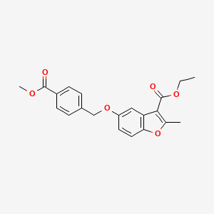 molecular formula C21H20O6 B2488080 Ethyl 5-{[4-(methoxycarbonyl)benzyl]oxy}-2-methyl-1-benzofuran-3-carboxylate CAS No. 433698-72-7