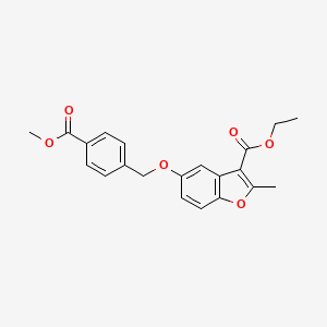 molecular formula C21H20O6 B2488080 乙酸乙酯 5-{[4-(甲氧羰基)苯甲基]氧基}-2-甲基-1-苯并呋喃-3-羧酸酯 CAS No. 433698-72-7