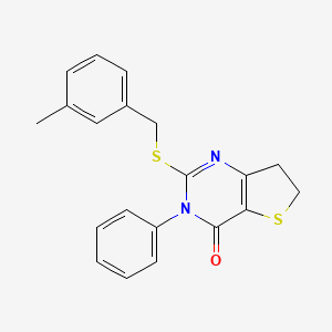 B2488089 2-[(3-Methylphenyl)methylsulfanyl]-3-phenyl-6,7-dihydrothieno[3,2-d]pyrimidin-4-one CAS No. 686770-89-8