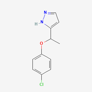 molecular formula C11H11ClN2O B2488090 5-[1-(4-chlorophenoxy)ethyl]-1H-pyrazole CAS No. 321574-12-3