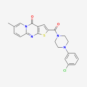 5-[4-(3-chlorophenyl)piperazine-1-carbonyl]-12-methyl-6-thia-1,8-diazatricyclo[7.4.0.0^{3,7}]trideca-3(7),4,8,10,12-pentaen-2-one