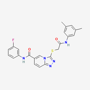 molecular formula C23H20FN5O2S B2488094 N-(叔丁基)-1-[3-(苯硫基)吡嘧啶-2-基]哌啶-4-甲酰胺 CAS No. 1112398-51-2