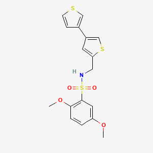 molecular formula C17H17NO4S3 B2488102 2,5-二甲氧基-N-[(4-噻吩-3-基噻吩-2-基)甲基]苯磺酰胺 CAS No. 2380009-85-6