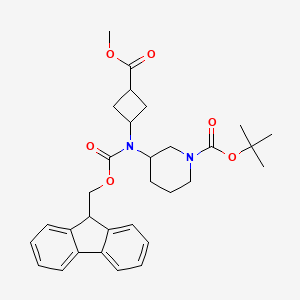 molecular formula C31H38N2O6 B2488113 Tert-butyl 3-[9H-fluoren-9-ylmethoxycarbonyl-(3-methoxycarbonylcyclobutyl)amino]piperidine-1-carboxylate CAS No. 2155848-02-3