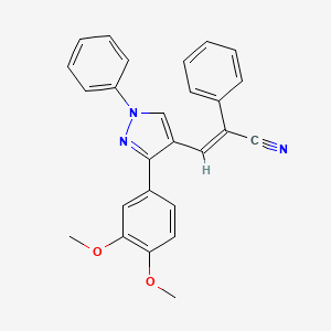 (E)-3-[3-(3,4-dimethoxyphenyl)-1-phenylpyrazol-4-yl]-2-phenylprop-2-enenitrile