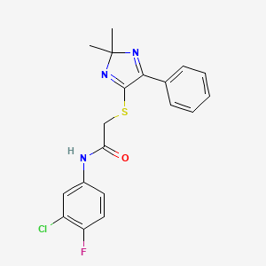 N-(3-chloro-4-fluorophenyl)-2-((2,2-dimethyl-5-phenyl-2H-imidazol-4-yl)thio)acetamide
