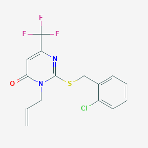 molecular formula C15H12ClF3N2OS B2488139 3-allyl-2-[(2-chlorobenzyl)sulfanyl]-6-(trifluoromethyl)-4(3H)-pyrimidinone CAS No. 866143-15-9
