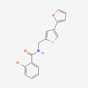 molecular formula C16H12BrNO2S B2488140 2-Bromo-N-[[4-(furan-2-yl)thiophen-2-yl]methyl]benzamide CAS No. 2380067-98-9