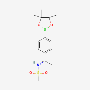 molecular formula C15H24BNO4S B2488144 (S)-N-(1-(4-(4,4,5,5-四甲基-1,3,2-二氧杂硼杂环戊烷-2-基)苯基)乙基)甲磺酰胺 CAS No. 1628013-41-1