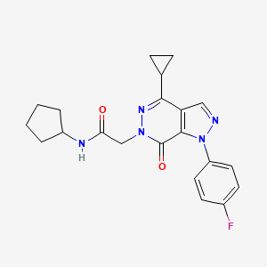 molecular formula C21H22FN5O2 B2488146 N-环戊基-2-(4-环丙基-1-(4-氟苯基)-7-氧代-1H-嘧啶并[3,4-d]吡啶-6(7H)-基)乙酰胺 CAS No. 1105237-62-4